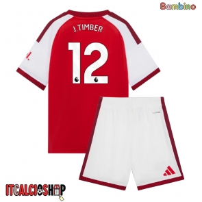 Arsenal Jurrien Timber #12 Prima Maglia Bambino 2026-27 Manica Corta (+ Pantaloni corti)